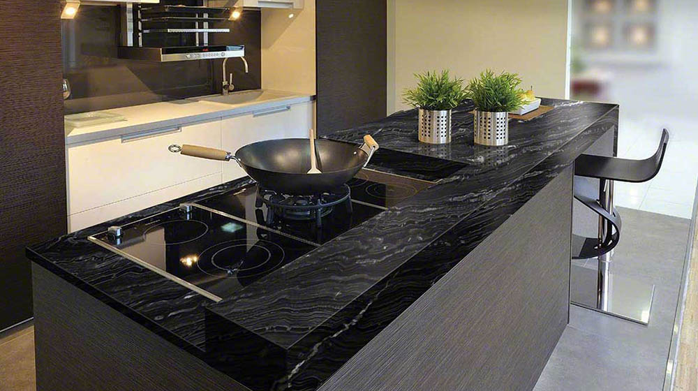 استفاده سنگ گرانیت مشکی برای کانترتاپ|black granite be used for kitchen countertops